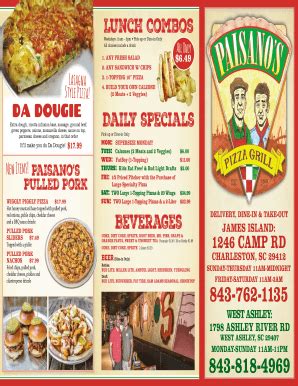 Paisanos james island - Enjoy delicious pizza, pasta, subs, wings and more at Paisano's, a family-owned restaurant with delivery and carryout options. Find your nearest location. 